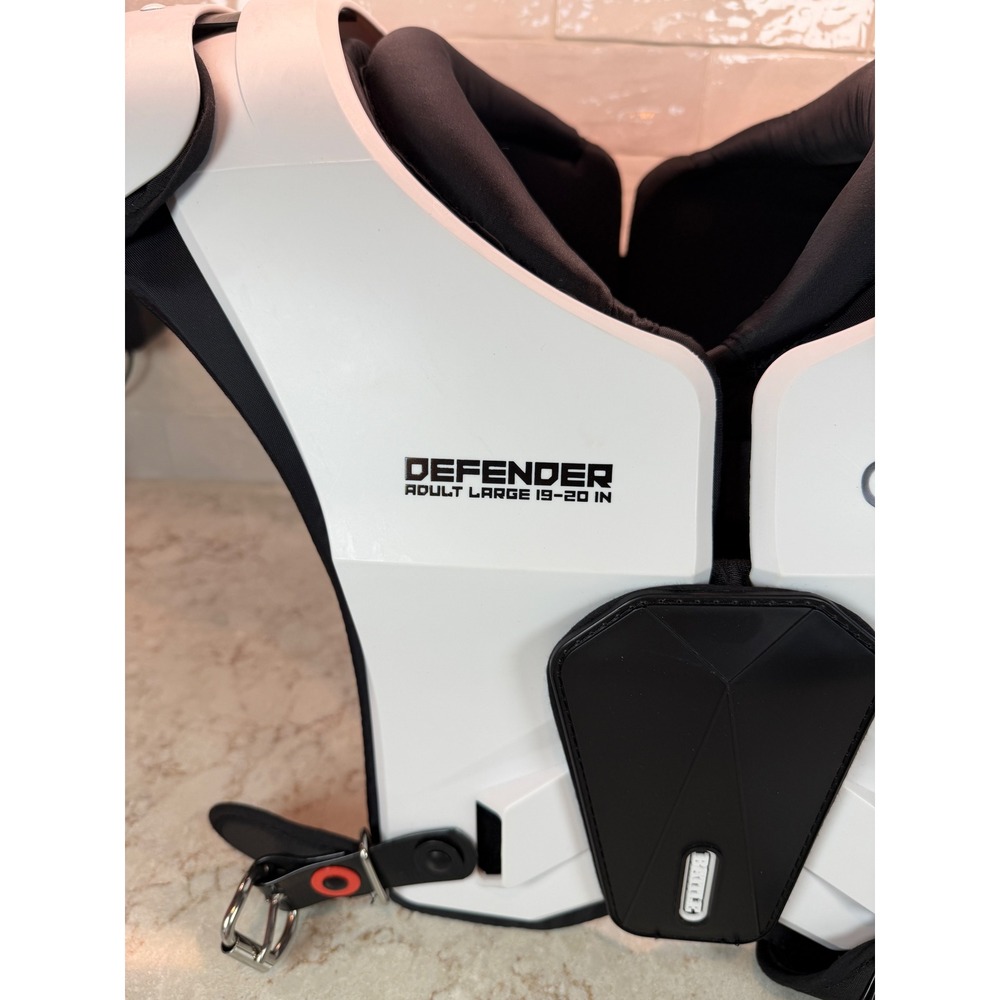Battle Defender Football Shoulder Pads Adult Large White Black  NEW